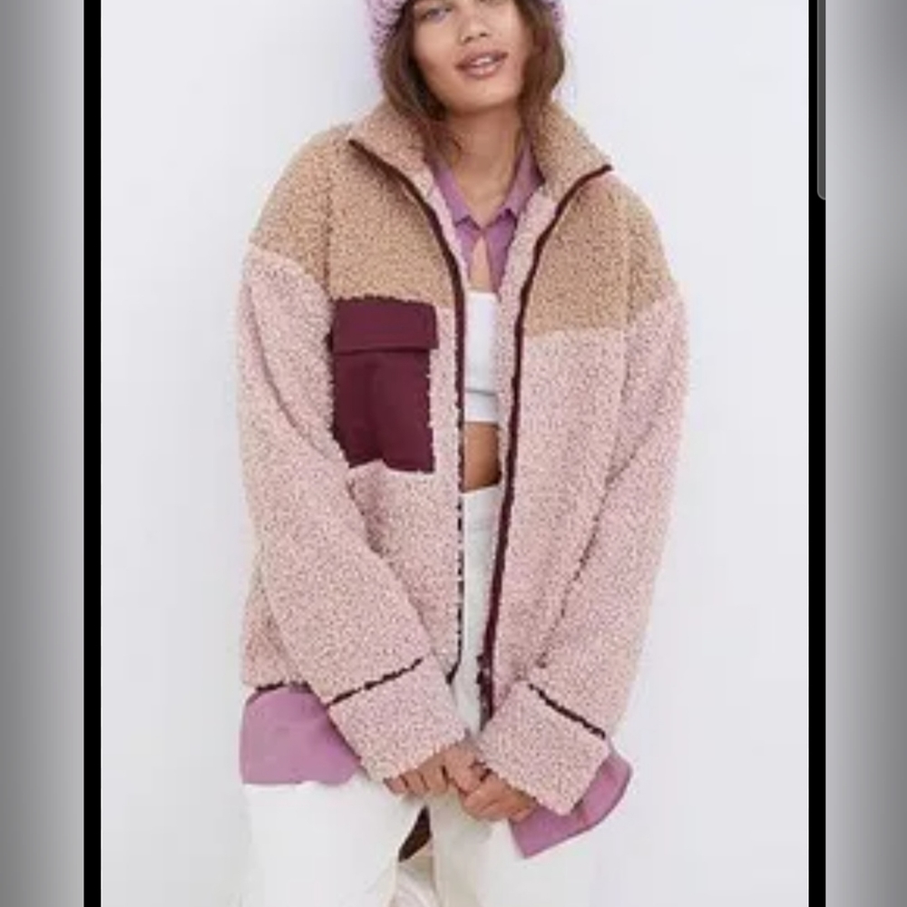 For Love & Lemons Sherpa Zip Up Jacket Size Medium medium